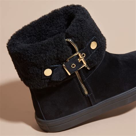 burberry shearling lined weather boots|Burberry boots bloomingdale's.